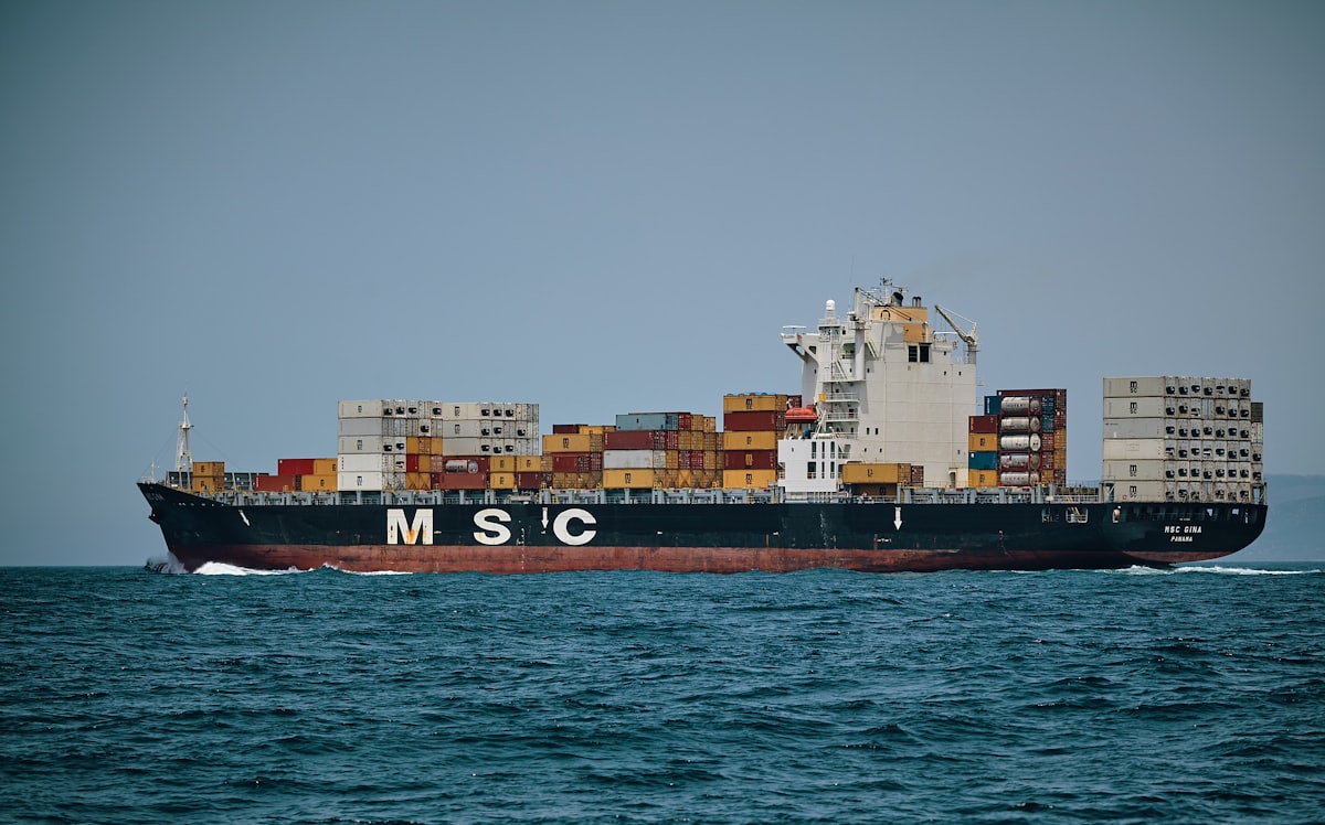 Container ship at sea